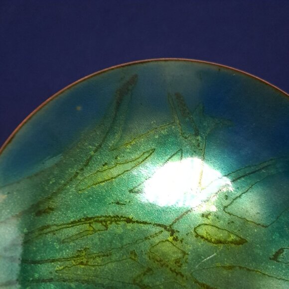 Signed Enamel On Copper Plate Dish Abstract Art Signed H Dankoff - Picture 5 of 9